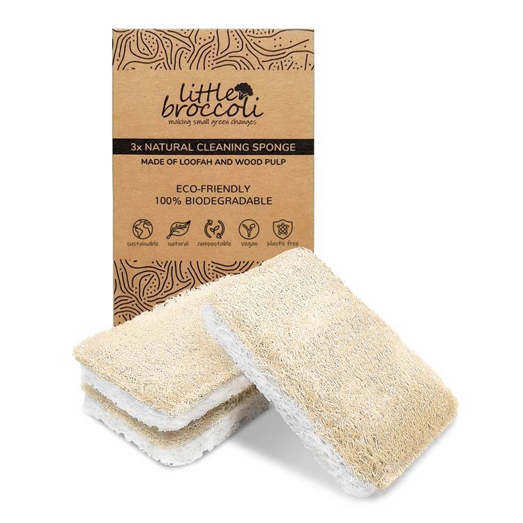 Luffa Dish Washing Sponge 100% Compostable Organic Jook Premium Natural Loofah Sustainable Alternative to Plastic Scourers Eco Gift Pack of 3 